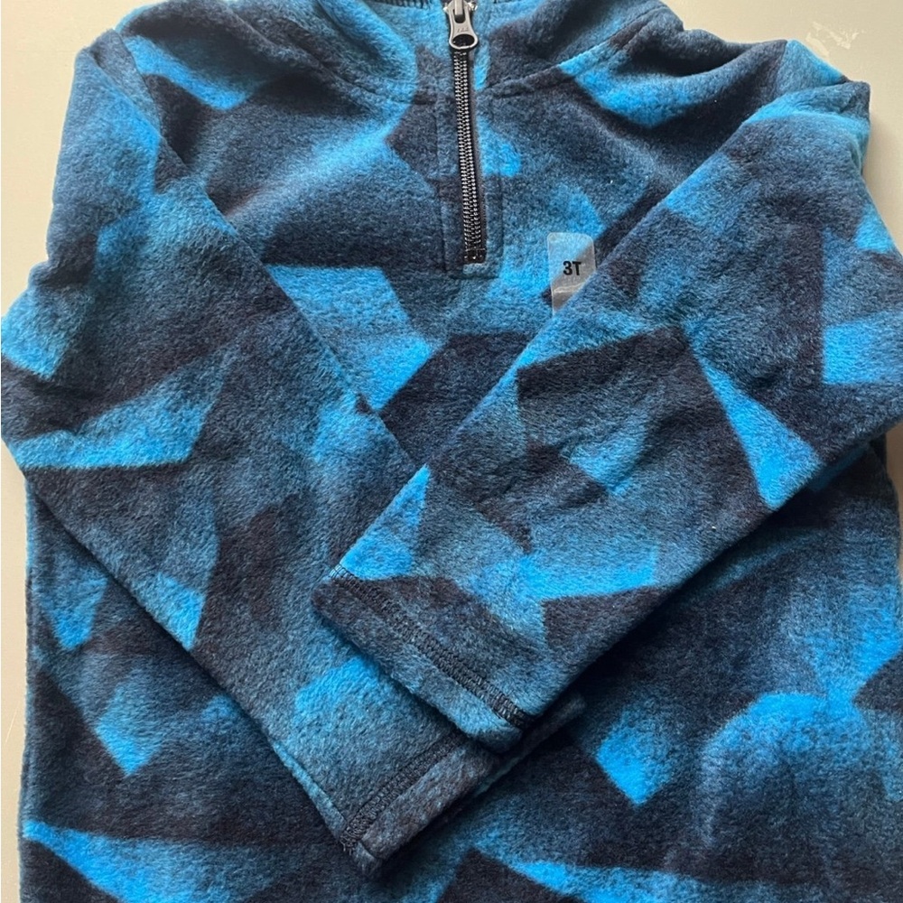 Boys Children's Place Blue Patterned 1/4 Zip-Up Sweater 3T